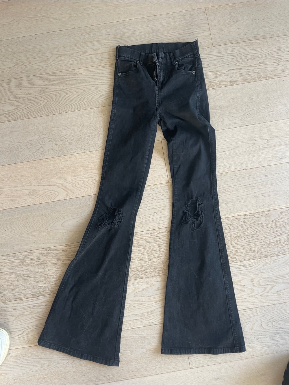 Dr. Denim Black Distressed Flare Jeans